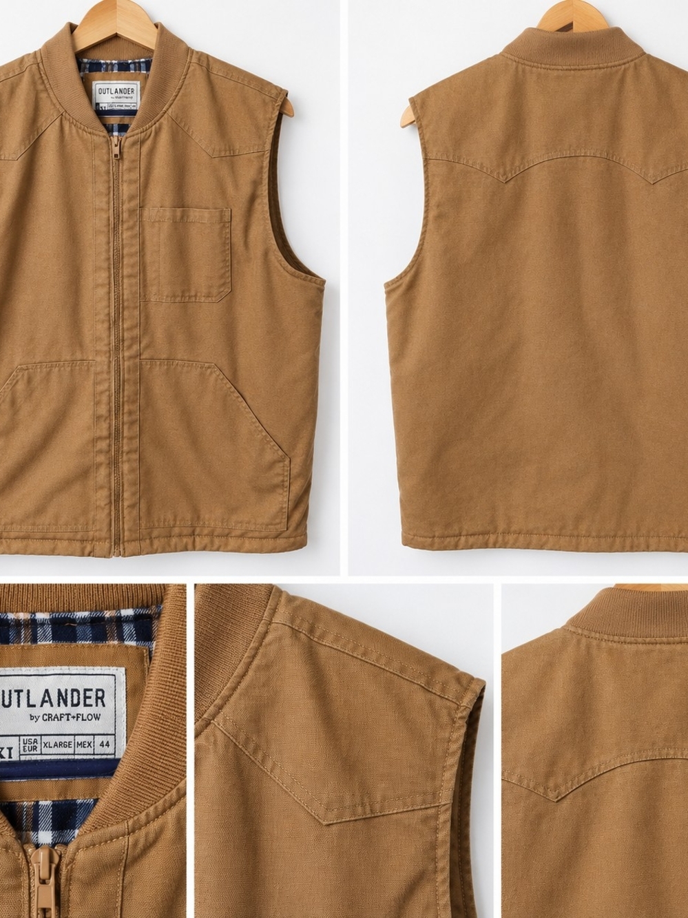 Outlander Tan Vest - Zip  Vest